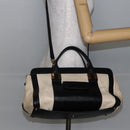Chloe Alice Hand Bag Leather 2way Beige Black gold Auth am9028-24