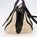 Chloe Alice Hand Bag Leather 2way Beige Black gold Auth am9028-4