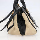 Chloe Alice Hand Bag Leather 2way Beige Black gold Auth am9028-5