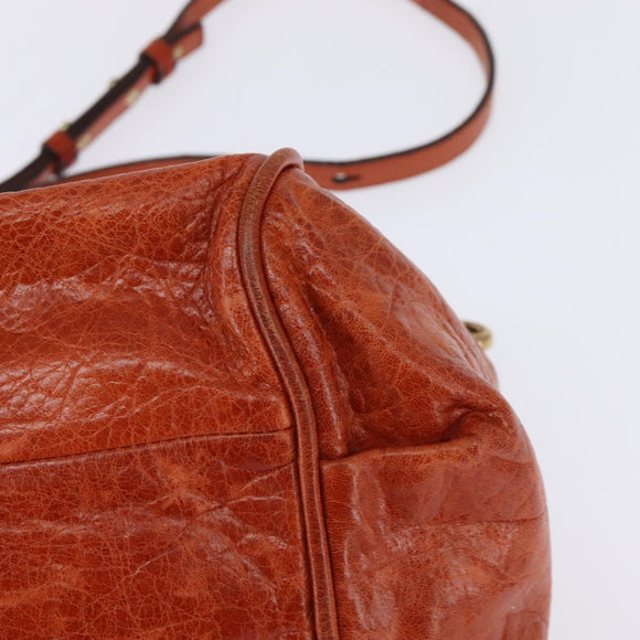 Chloe Etel Hand Bag Leather 2way Orange Gold Auth am9029