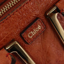 Chloe Etel Hand Bag Leather 2way Orange Gold Auth am9029-16