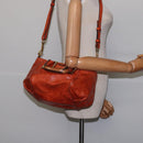 Chloe Etel Hand Bag Leather 2way Orange Gold Auth am9029-23
