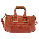 Chloe Etel Hand Bag Leather 2way Orange Gold Auth am9029-3