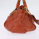 Chloe Etel Hand Bag Leather 2way Orange Gold Auth am9029-4