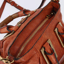 Chloe Etel Hand Bag Leather 2way Orange Gold Auth am9029-6