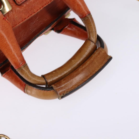 Chloe Etel Hand Bag Leather 2way Orange Gold Auth am9029