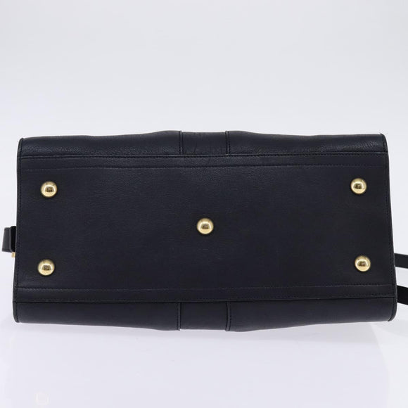 SAINT LAURENT Cavas Chic Hand Bag Leather 2way Black Gold Auth am9031