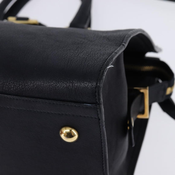 SAINT LAURENT Cavas Chic Hand Bag Leather 2way Black Gold Auth am9031