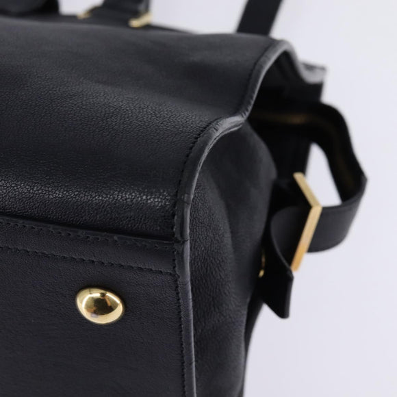 SAINT LAURENT Cavas Chic Hand Bag Leather 2way Black Gold Auth am9031