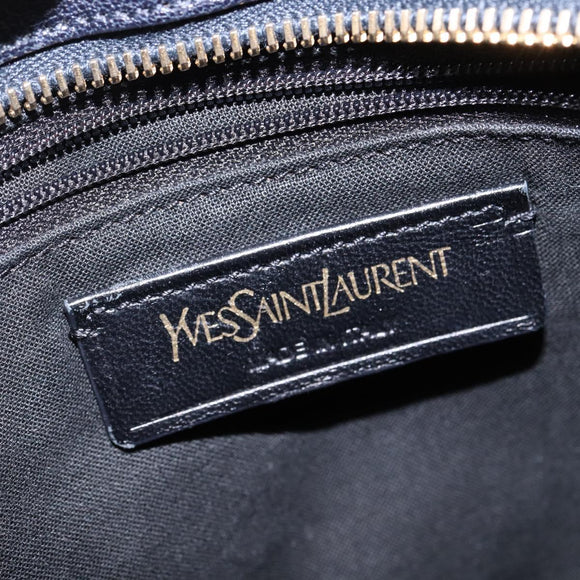 SAINT LAURENT Cavas Chic Hand Bag Leather 2way Black Gold Auth am9031