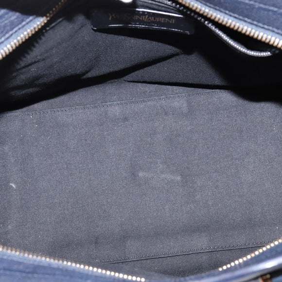 SAINT LAURENT Cavas Chic Hand Bag Leather 2way Black Gold Auth am9031