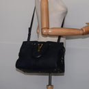 SAINT LAURENT Cavas Chic Hand Bag Leather 2way Black Gold Auth am9031-24