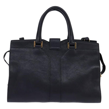 SAINT LAURENT Cavas Chic Hand Bag Leather 2way Black Gold Auth am9031 - 0