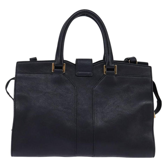 SAINT LAURENT Cavas Chic Hand Bag Leather 2way Black Gold Auth am9031