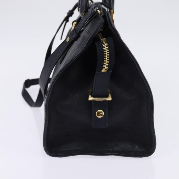 SAINT LAURENT Cavas Chic Hand Bag Leather 2way Black Gold Auth am9031