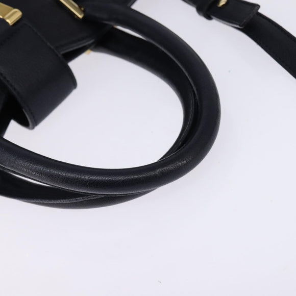 SAINT LAURENT Cavas Chic Hand Bag Leather 2way Black Gold Auth am9031