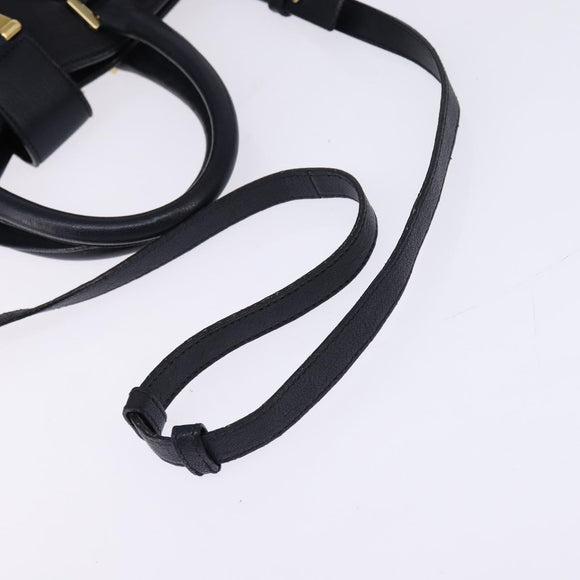 SAINT LAURENT Cavas Chic Hand Bag Leather 2way Black Gold Auth am9031