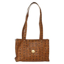 MCM Logogram Vicetos Tote Bag PVC Leather Brown Gold Auth am9032-1