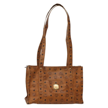 MCM Logogram Vicetos Tote Bag PVC Leather Brown Gold Auth am9032
