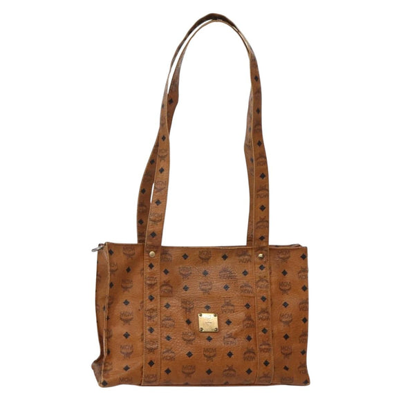 MCM Logogram Vicetos Tote Bag PVC Leather Brown Gold Auth am9032