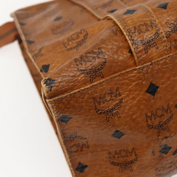 MCM Logogram Vicetos Tote Bag PVC Leather Brown Gold Auth am9032