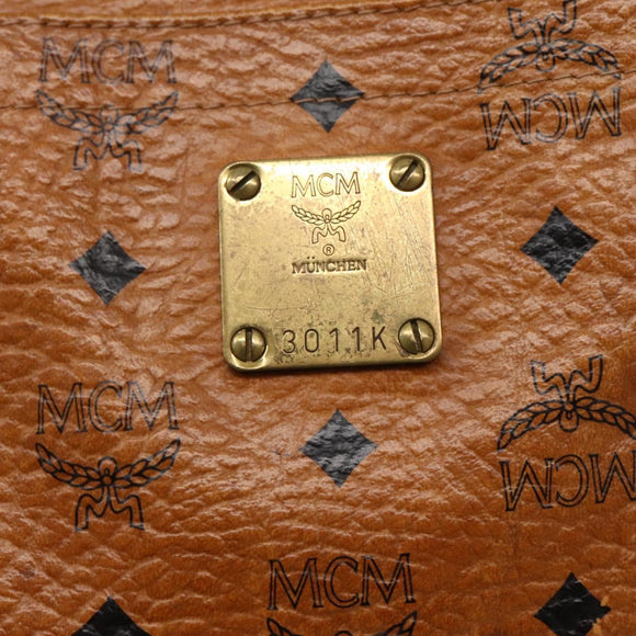 MCM Logogram Vicetos Tote Bag PVC Leather Brown Gold Auth am9032