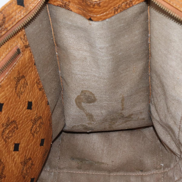 MCM Logogram Vicetos Tote Bag PVC Leather Brown Gold Auth am9032