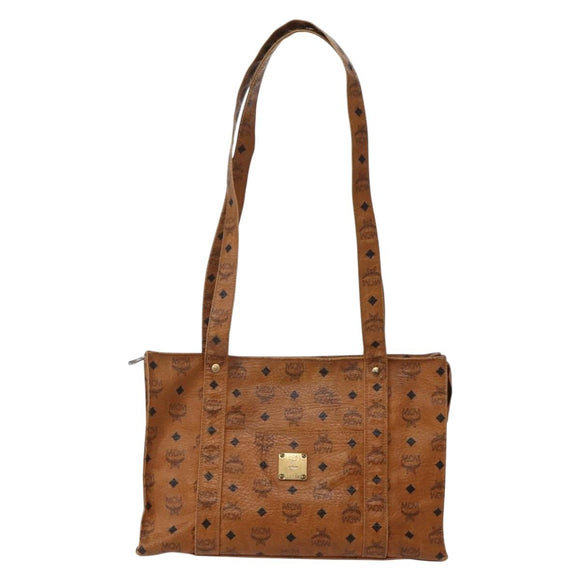 MCM Logogram Vicetos Tote Bag PVC Leather Brown Gold Auth am9032