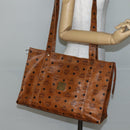 MCM Logogram Vicetos Tote Bag PVC Leather Brown Gold Auth am9032-20