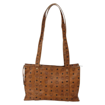 MCM Logogram Vicetos Tote Bag PVC Leather Brown Gold Auth am9032 - 0