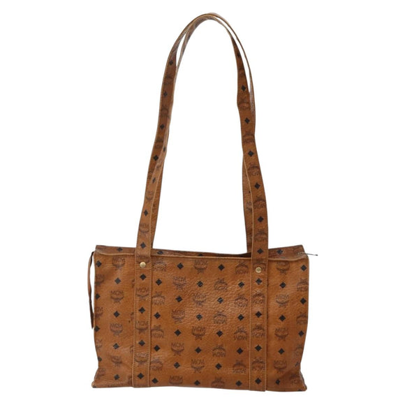 MCM Logogram Vicetos Tote Bag PVC Leather Brown Gold Auth am9032