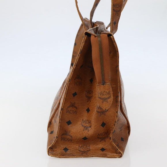 MCM Logogram Vicetos Tote Bag PVC Leather Brown Gold Auth am9032