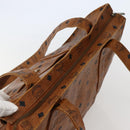 MCM Logogram Vicetos Tote Bag PVC Leather Brown Gold Auth am9032-6