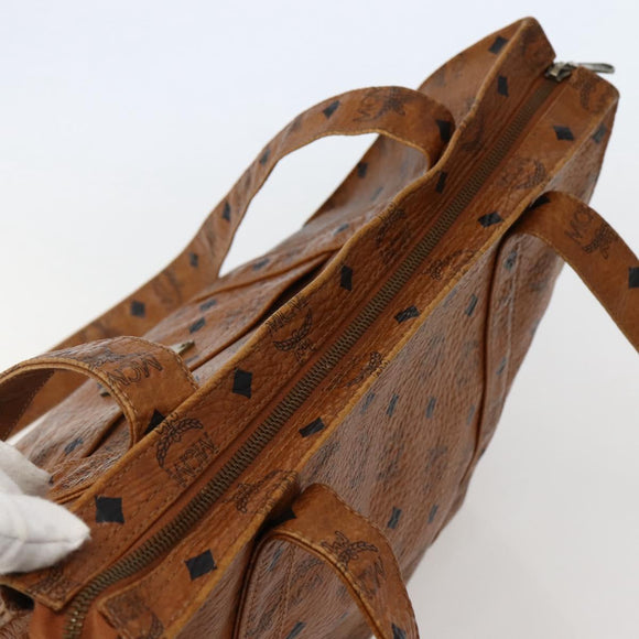 MCM Logogram Vicetos Tote Bag PVC Leather Brown Gold Auth am9032