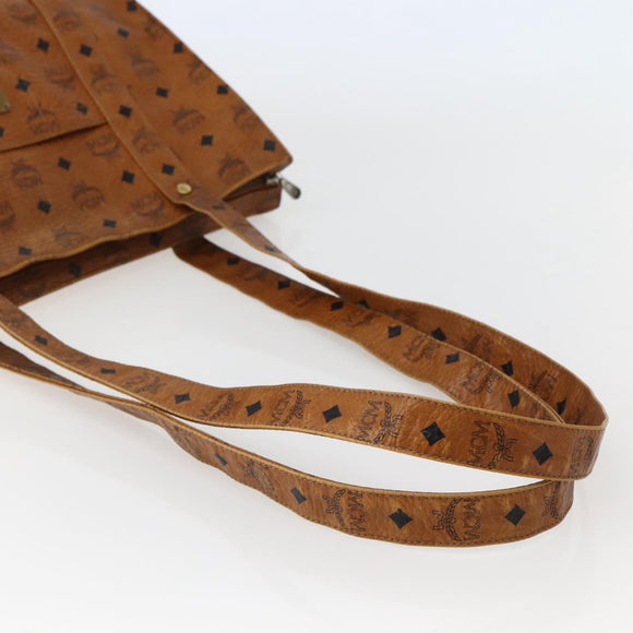 MCM Logogram Vicetos Tote Bag PVC Leather Brown Gold Auth am9032