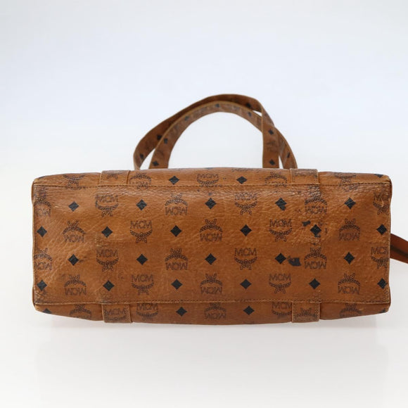 MCM Logogram Vicetos Tote Bag PVC Leather Brown Gold Auth am9032
