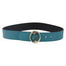 GUCCI Belt Leather Outlet Turquoise Blue Auth am9038-1