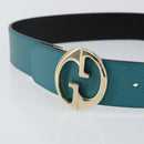 GUCCI Belt Leather Outlet Turquoise Blue Auth am9038-5