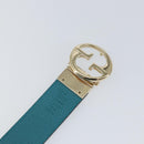 GUCCI Belt Leather Outlet Turquoise Blue Auth am9038-6