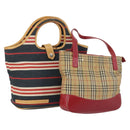 BURBERRY Nova Check Shoulder Bag Canvas 2Set Navy Beige Auth am9041-1