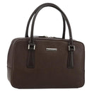 BURBERRY Hand Bag Leather Brown Silver Auth am9046-1