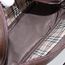 BURBERRY Hand Bag Leather Brown Silver Auth am9046-12