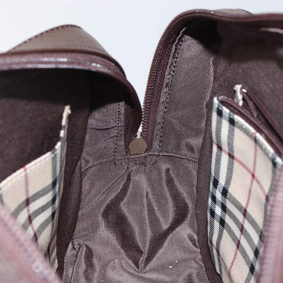 BURBERRY Hand Bag Leather Brown Silver Auth am9046