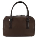 BURBERRY Hand Bag Leather Brown Silver Auth am9046-2