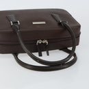 BURBERRY Hand Bag Leather Brown Silver Auth am9046-7