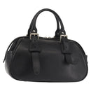 BURBERRY Hand Bag Leather Black Silver Auth am9047-1