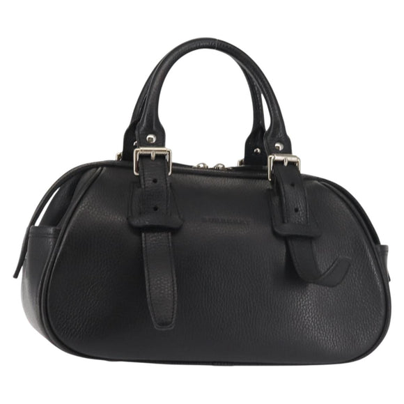 BURBERRY Hand Bag Leather Black Silver Auth am9047