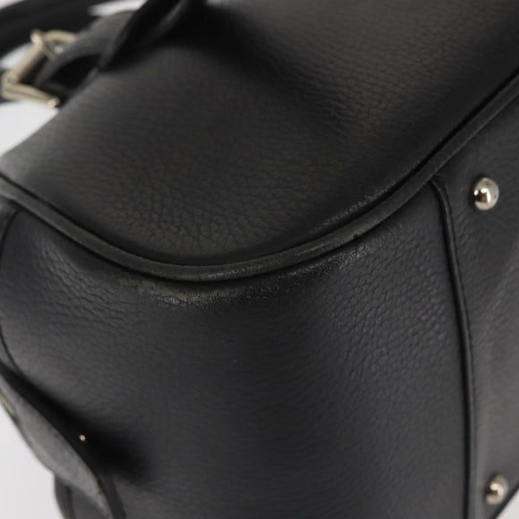 BURBERRY Hand Bag Leather Black Silver Auth am9047