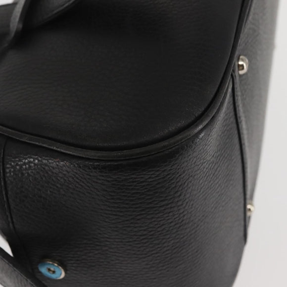 BURBERRY Hand Bag Leather Black Silver Auth am9047