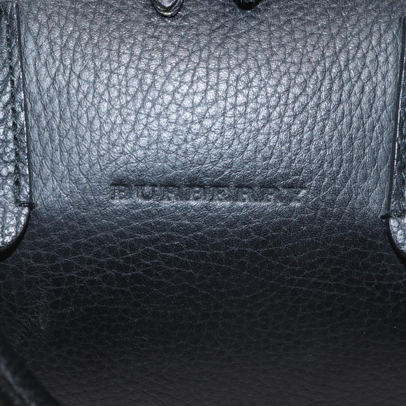BURBERRY Hand Bag Leather Black Silver Auth am9047